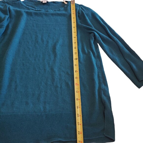Womens J.Jill Linen Blend Teal Pullover Lightweight Longsleeve Sweater Size M - Picture 8 of 8